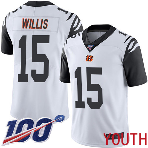 Cincinnati Bengals Limited White Youth Damion Willis Jersey NFL Footballl #15 100th Season Rush Vapor Untouchable->youth nfl jersey->Youth Jersey